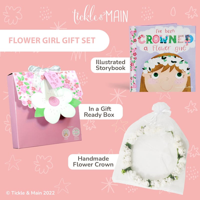 Tickle & Main Flower Girl Gift Set  Flower Girl Proposal  Book with Floral Crown Headband Headpiece in Adorable Gift Box - Image 2